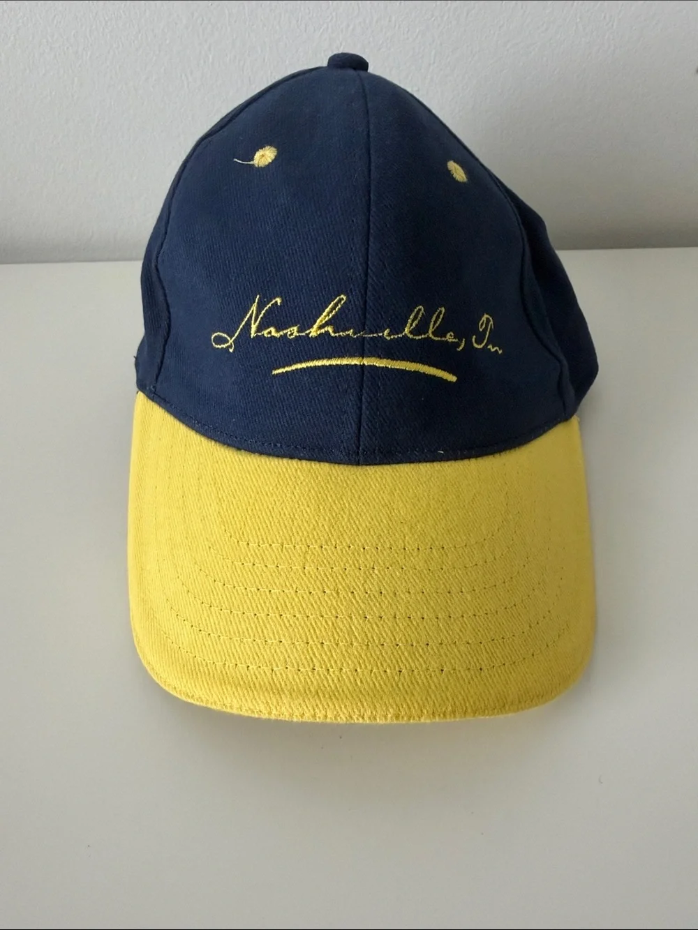 Nashville Script Two-Tone Kids Baseball Cap - Navy & Yellow